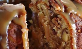 Apple Pecan Cake with Caramel Glaze